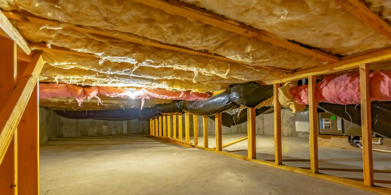 Crawlspace encapsulation liner being attached to foundation walls